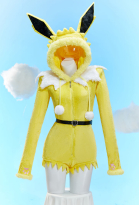 PM Derivative Sexy Lingerie Bodysuit Halloween Plush Hooded Romper and Socks with Belt and Scarf S-4XL